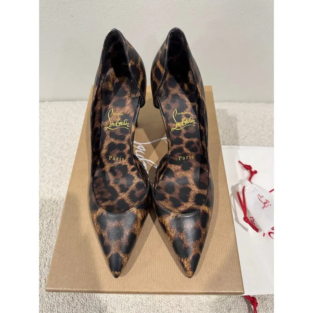 CHRISTIAN LOUBOUTIN Vibella Red-Sole Leopard-Print Leather Pumps 37 BNIB